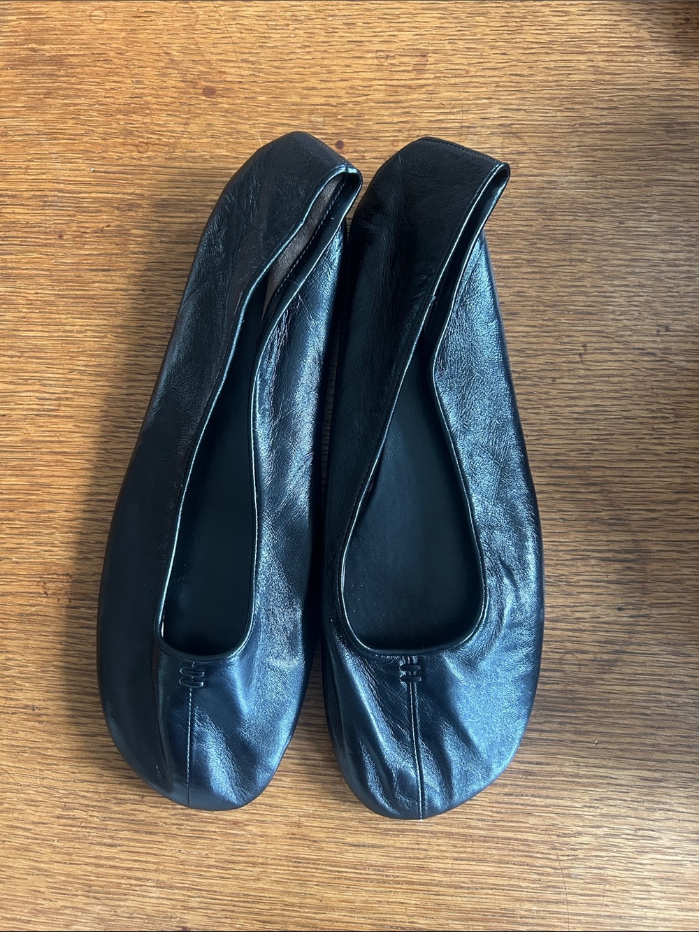 Zara Black Women's Leather Ballet Flats 10